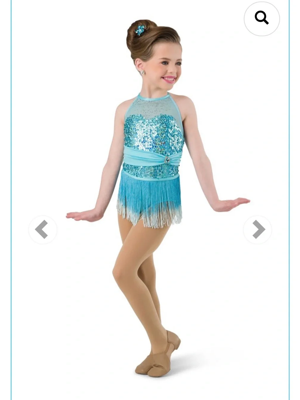Dancing on Air Sparkling Aqua Fringe and Tutu Dance Costume - Size: LC